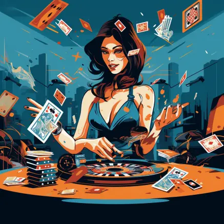 a beautiful woman winning in a online casino